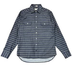 Taylor Stitch Striped Flannel Button Down Casual Shirt Blue Gray Size 38 Small
